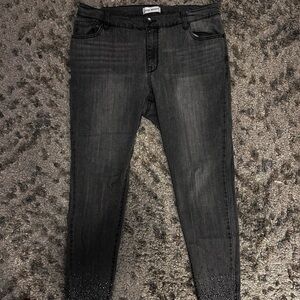 Lane Bryant Charcoal Skinny Jeans with Studded Hem